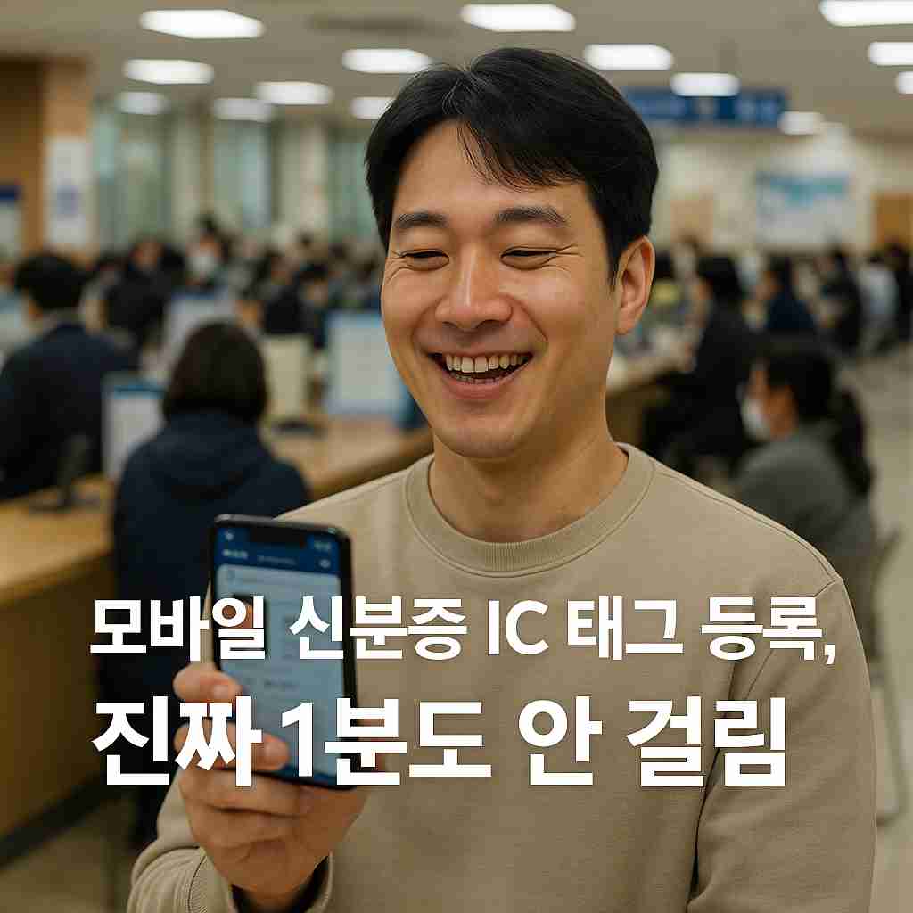 모바일 신분증 IC 태그 등록, 진짜 1분도 안 걸림