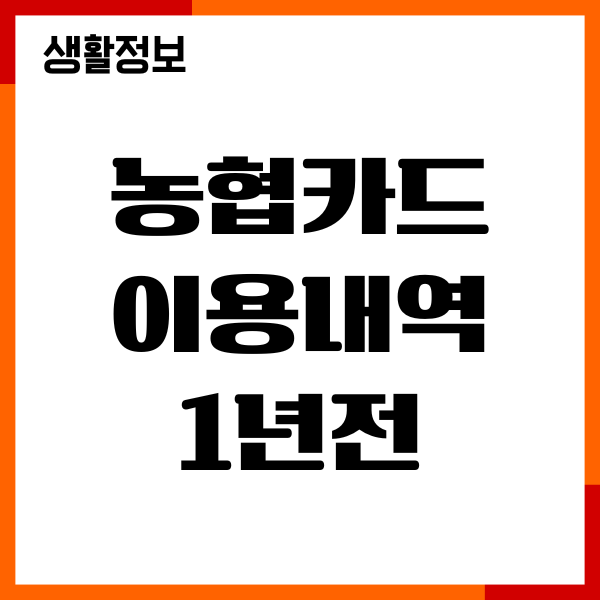 농협카드 이용내역 1년전 조회, 매출전표 발급 방법