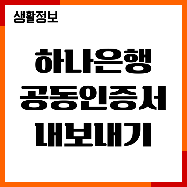하나은행 공동인증서 내보내기, 가져오기, 절차 총정리